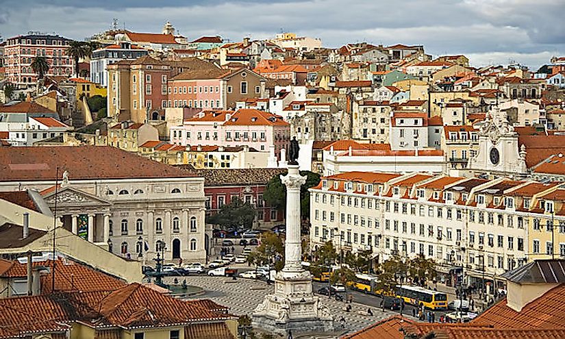 The cityscape of Lisbon, the biggest and capital city of Portugal.