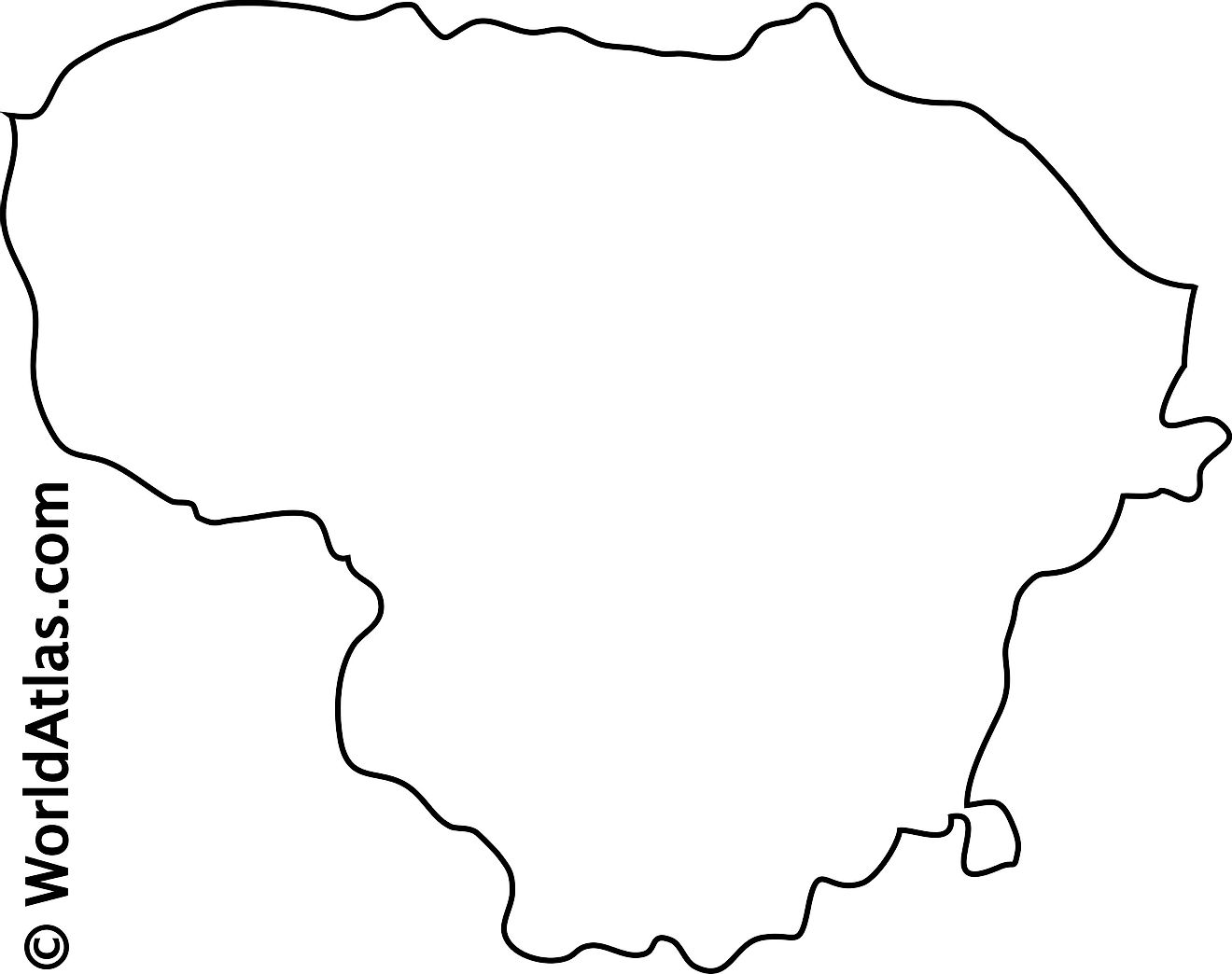 Blank Outline Map of Lithuania