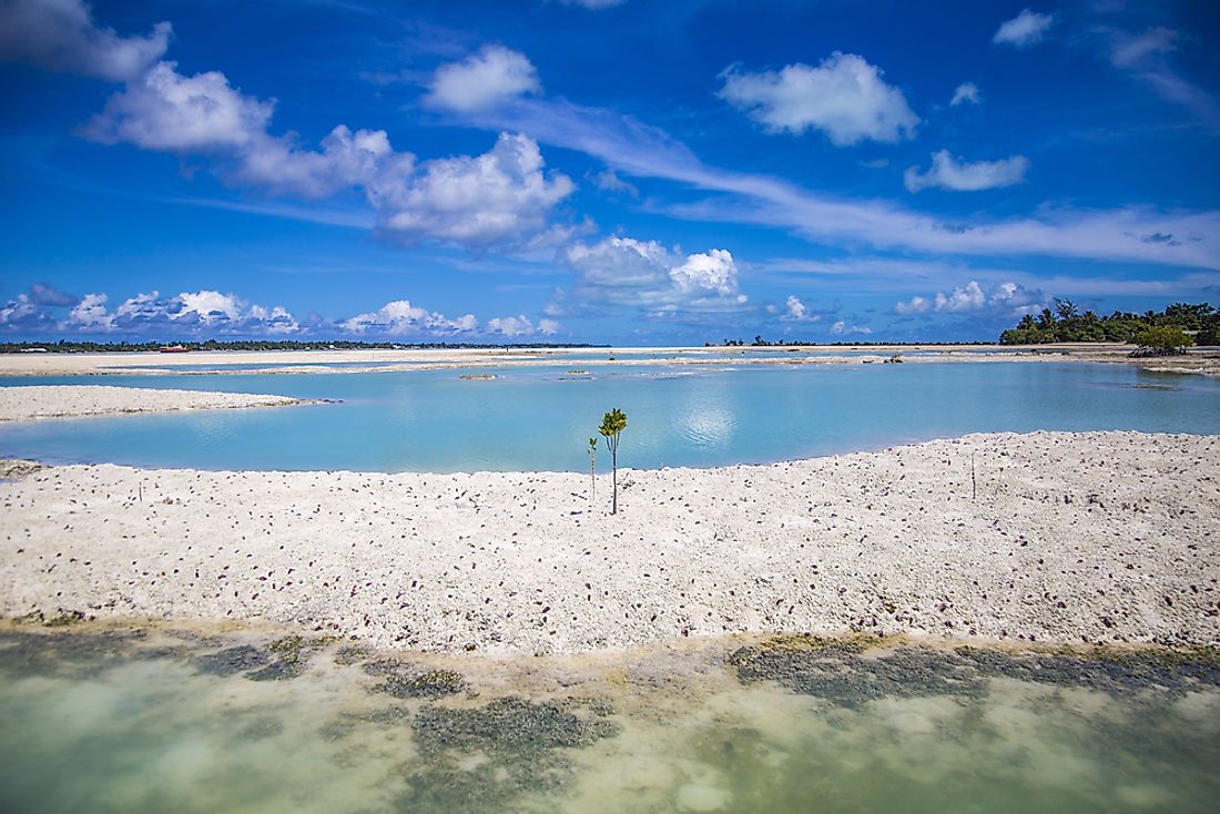 Beaches on Tabuaeran Island in the Republic of Kiribati.