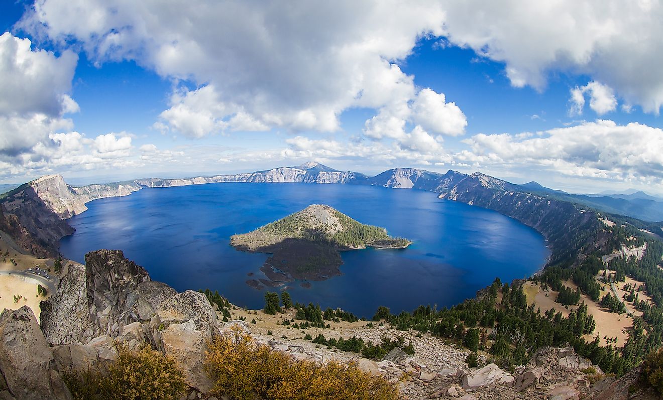 The stunning view of Crater Lake form the top of Watchman's Peak. Image credit: Wollertz/Shutterstock.com