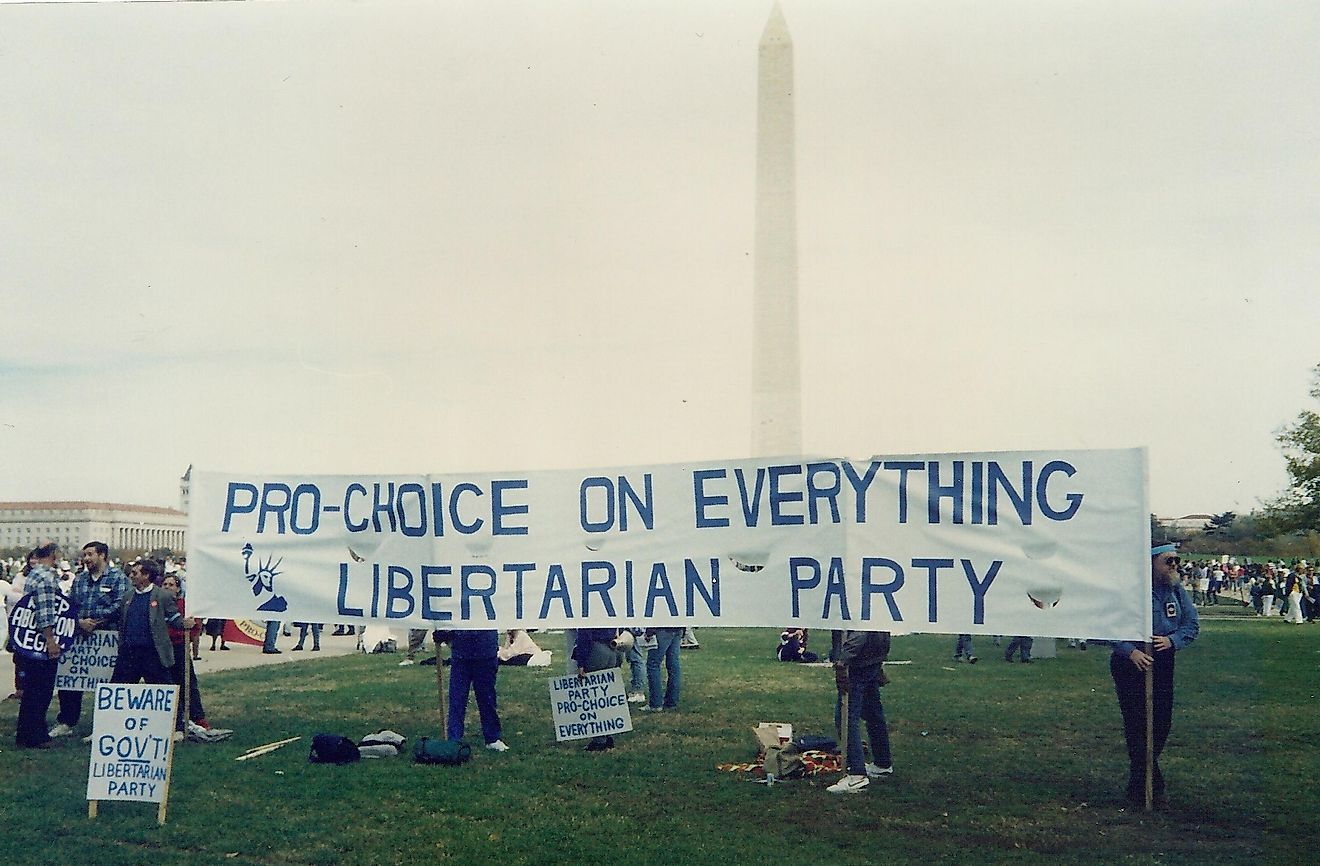 A Libertarian Banner at a Pro-Choice Rally in Washington D.C., US.