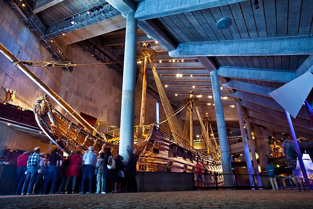 Tourists take in the exhibits at the Vasa Museum, one of Stockholm's most famous. 