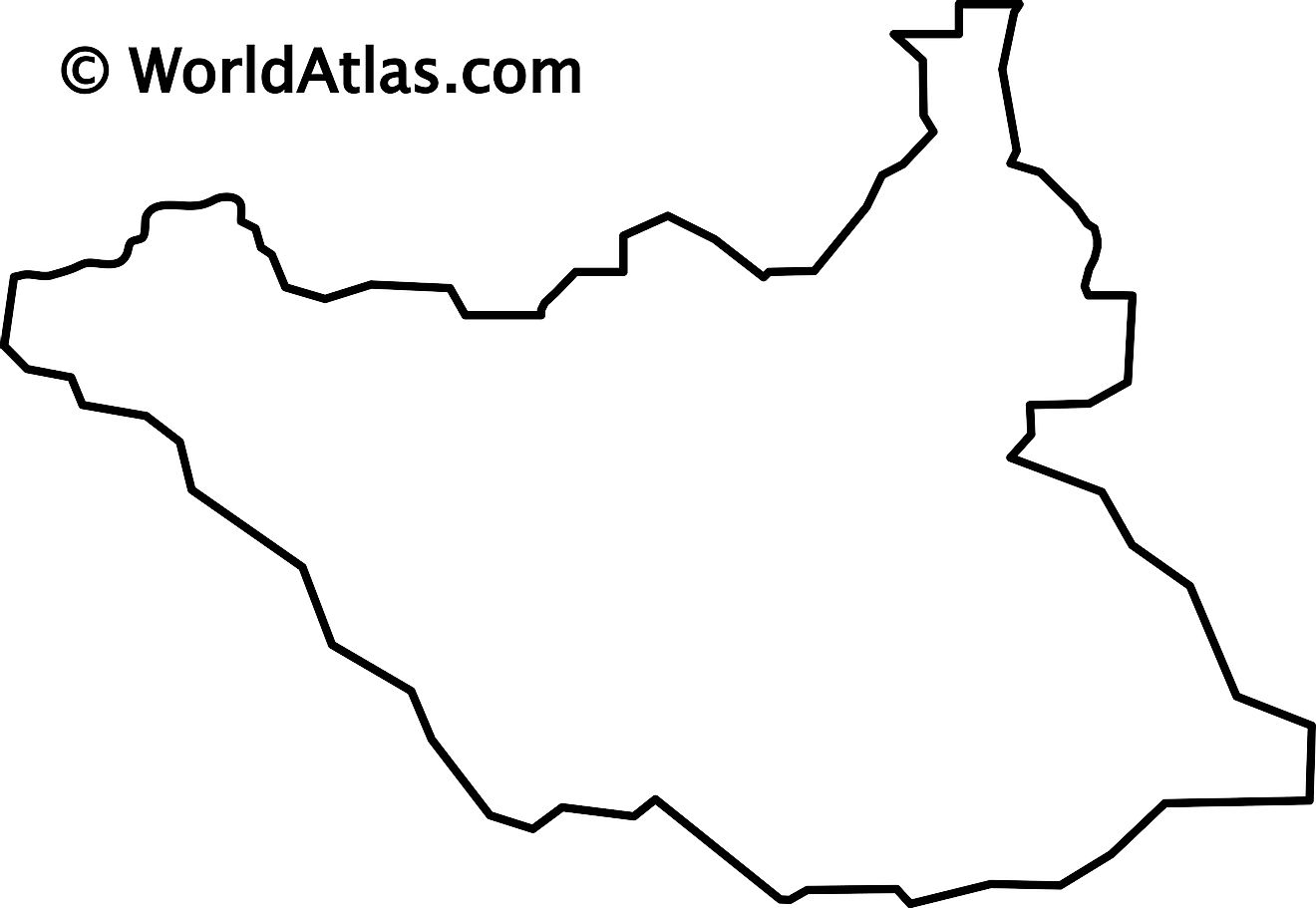 Blank Outline Map of South Sudan