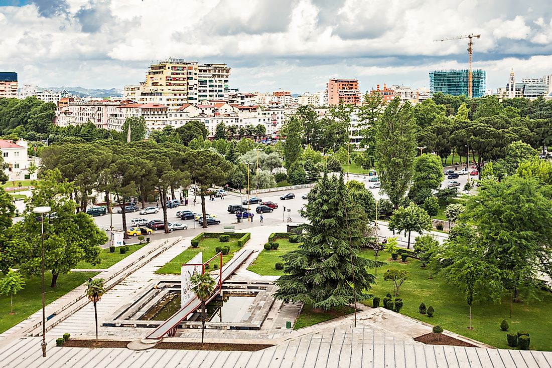 View of Tirana, Albania's capital and economic, cultural, and government center.