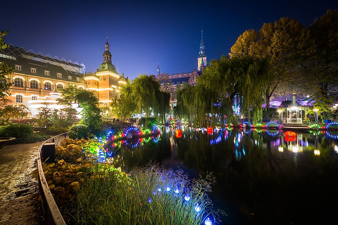 Tivoli is one of earliest examples of an amusement park, and is still in operation in Copenhagen, Denmark. 