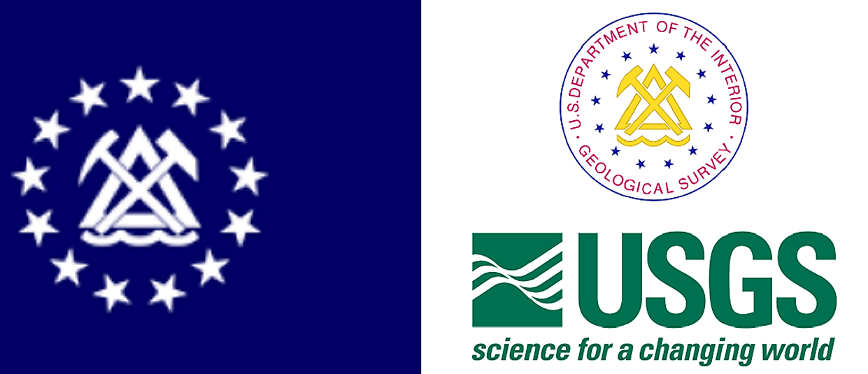 Flag, Seal, and Logo of the United States Geological Survey.