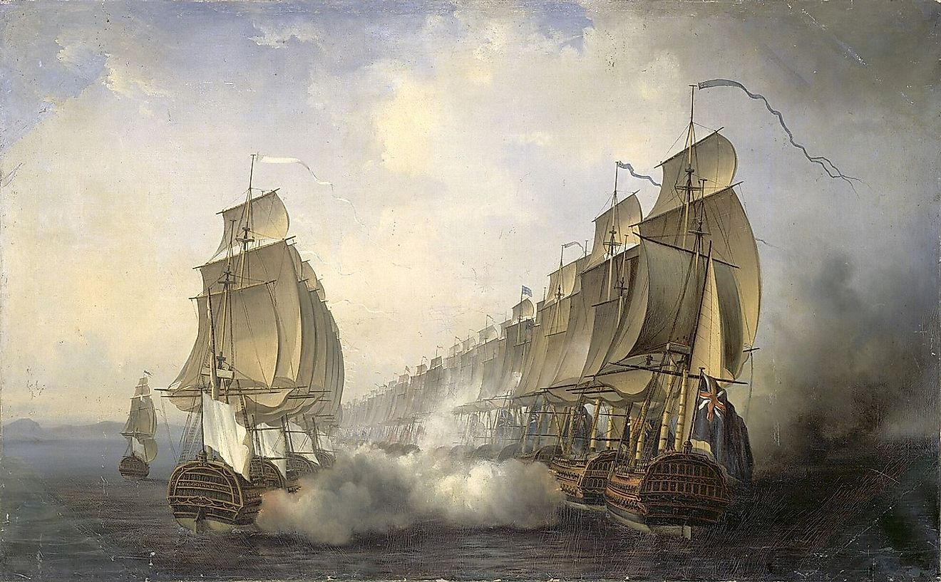 Battle of Cuddalore (June 20th 1783) between the French navy commanded by the Bailli de Suffren and the British one under the orders of Rear-Admiral Edward Hughes. Image credit: Auguste Jugelet/Public domain