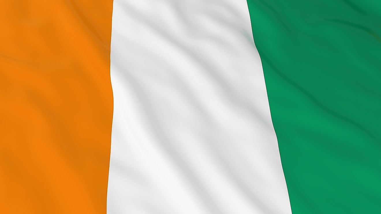 The flag of the Ivory Coast. 
