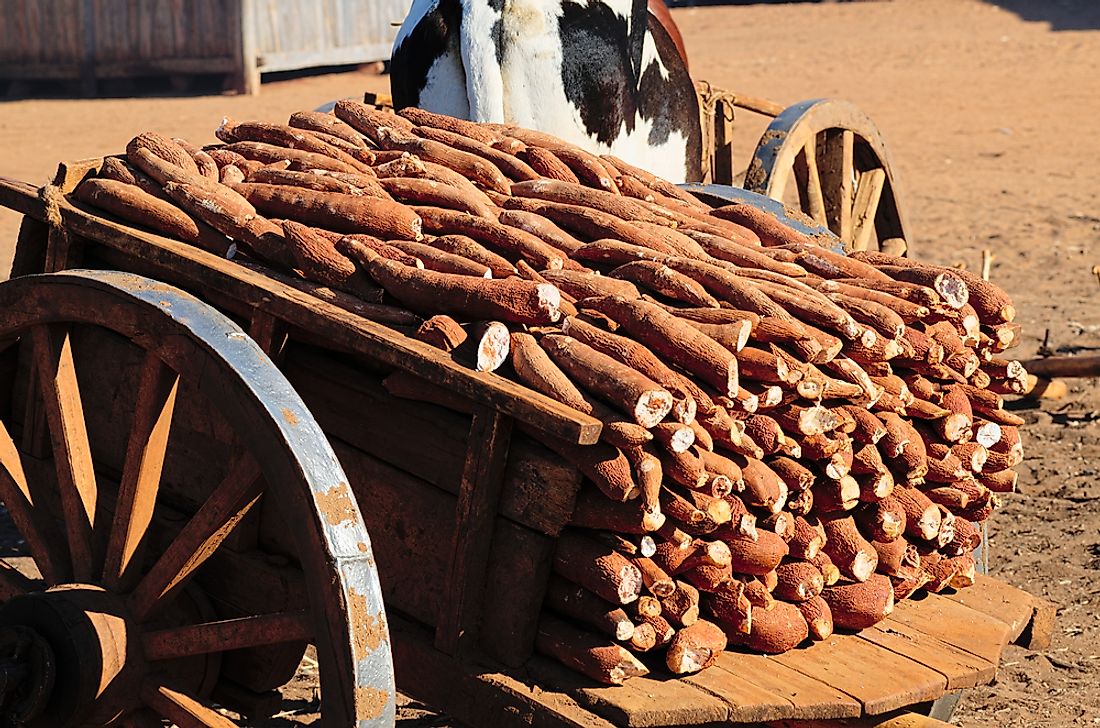 A cart loaded with cassava in Madagascar. 