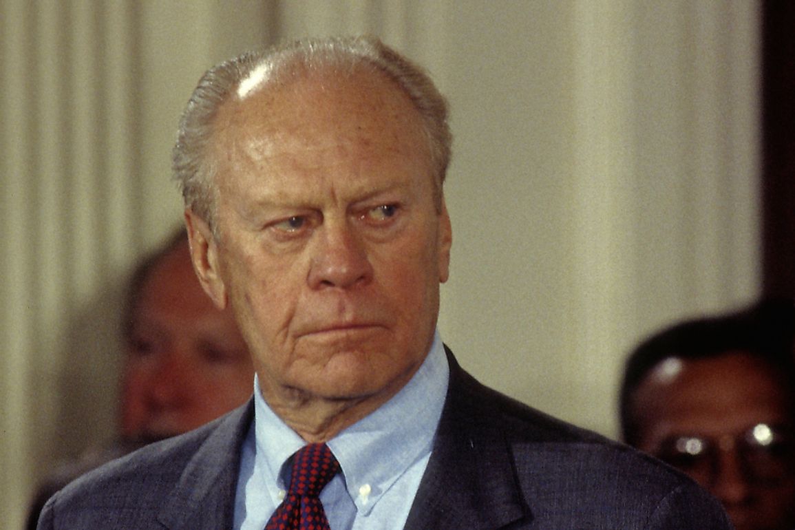 Ford served as president from 1974 to January 1977. Editorial credit: mark reinstein / Shutterstock.com
