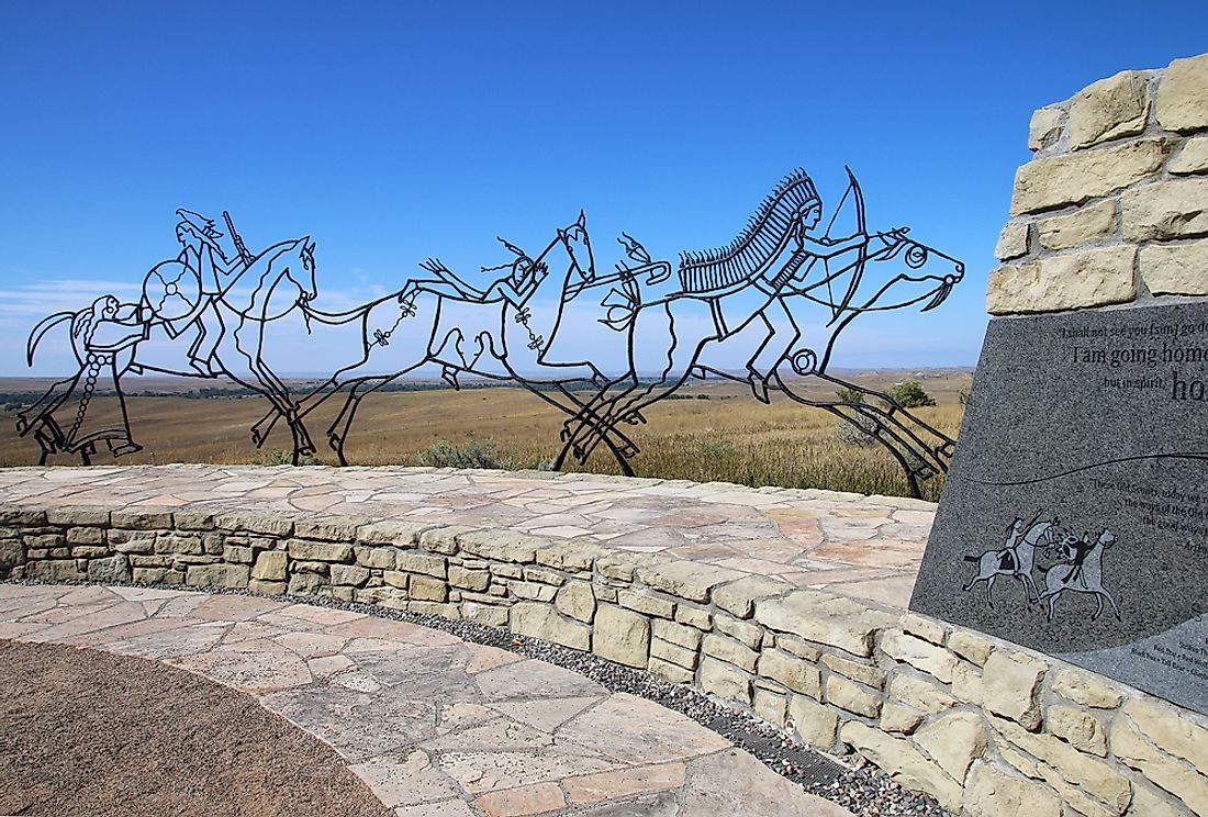 Monuments on site of the Little Bighorn Battlefield National Monument. Editorial credit: Don Mammoser / Shutterstock.com