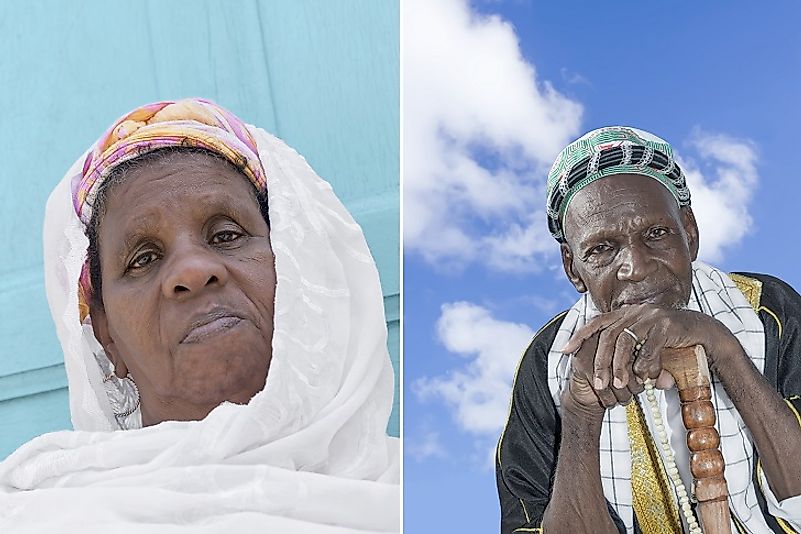 An elder Fulani woman and elder Fulani man from the West African nation of Mali.