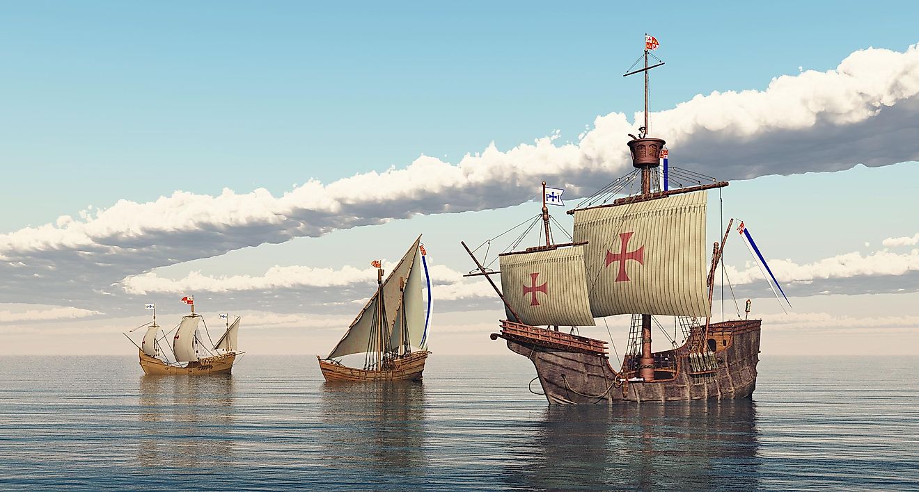 3D-generated image of The Pinta, The Niña and the Santa Maria. Image credit: Michael Rosskothen/Shutterstock