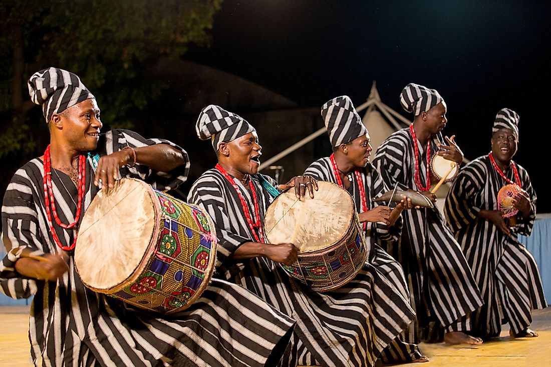 Musicians from Benin performing in Italy. Editorial credit: Simon Kovacic / Shutterstock.com.