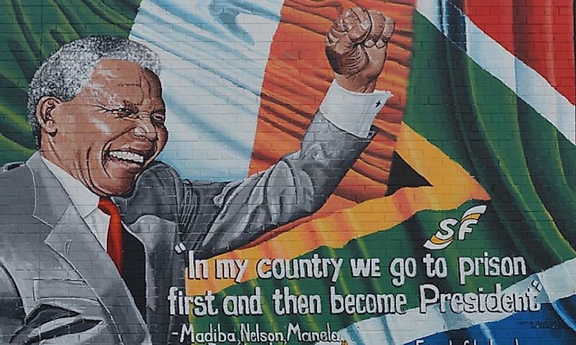 A poster of Mandela accompanied by a famous quote by him.