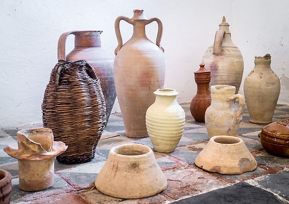 Ancient terracotta pots from Sicily, Italy.