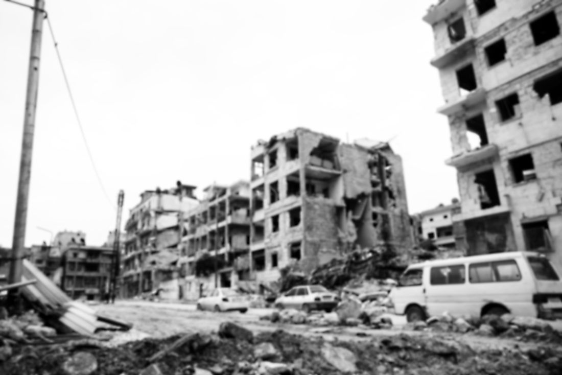 Aleppo, Syria. The destruction of Aleppo has been referred to as "urbicide". 