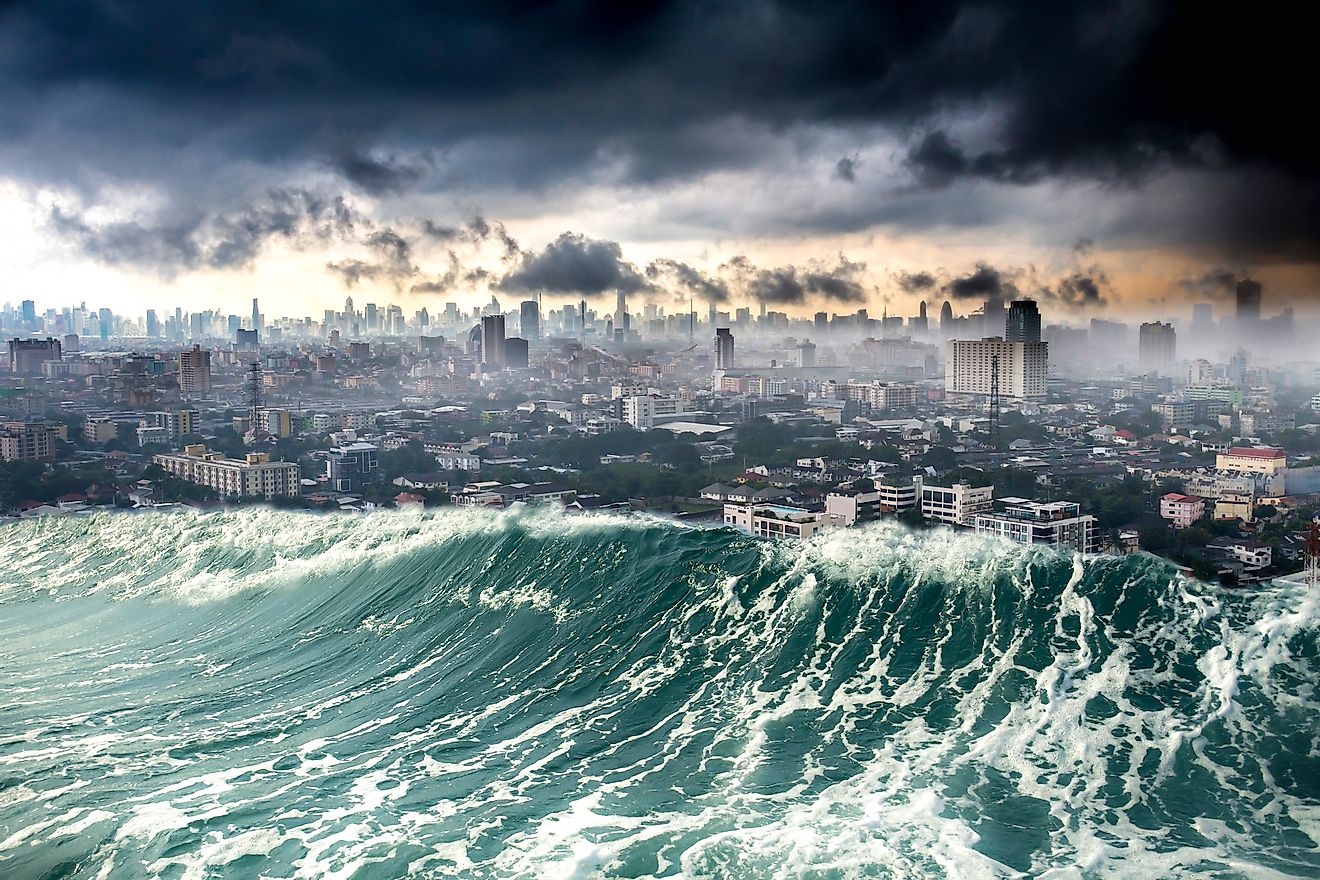Sea-level rise due to global warming is predicted to cause massive loss of life and property in the future.