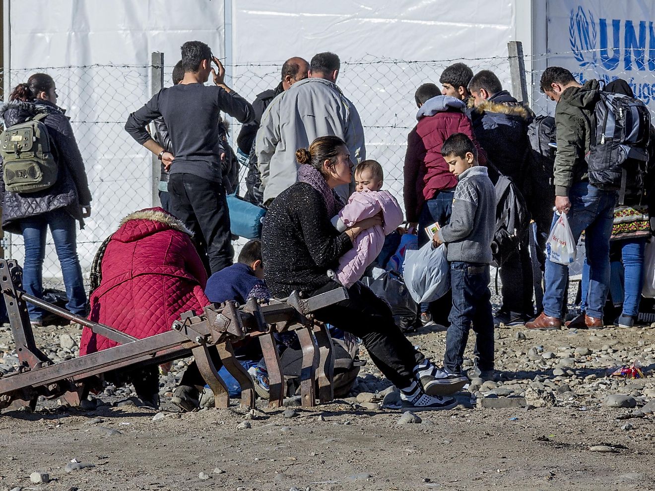 Syrian expatriates reigister to enter the Vinojug refugee camp in the Macedonian municipality of Gevgelija. Violence in Syria has displaced millions of its people.