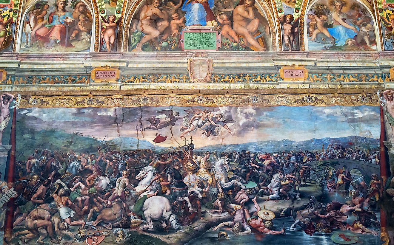 The Battle of Milvian Bridge in the Vatican museum.  Viacheslav Lopatin / Shutterstock.com. 