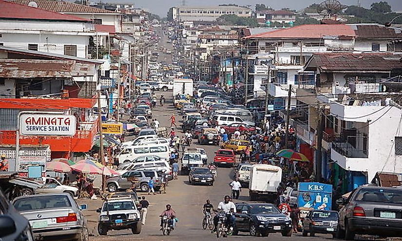  Downtown Monrovia, the largest and capital city of Liberia.