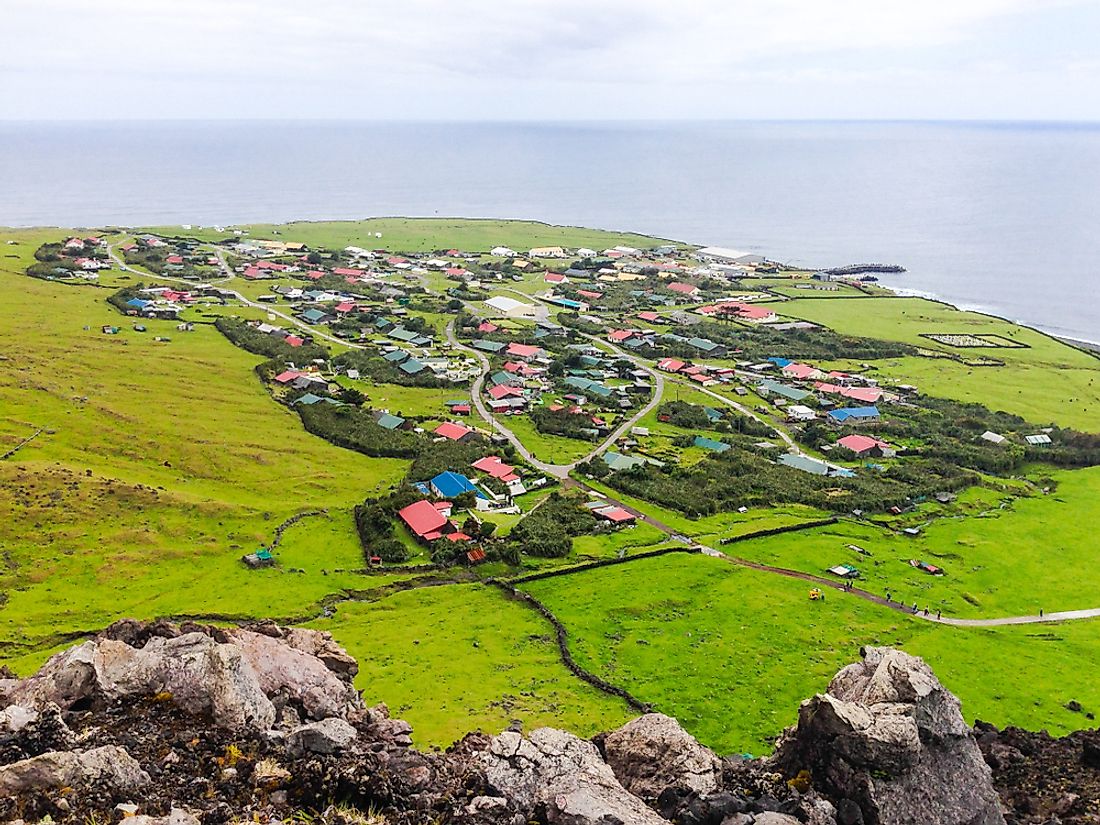 Edinburgh of the Seven Seas town's aerial panoramic view in Tristan da Cunha. Image credit: maloff/Shutterstock.com