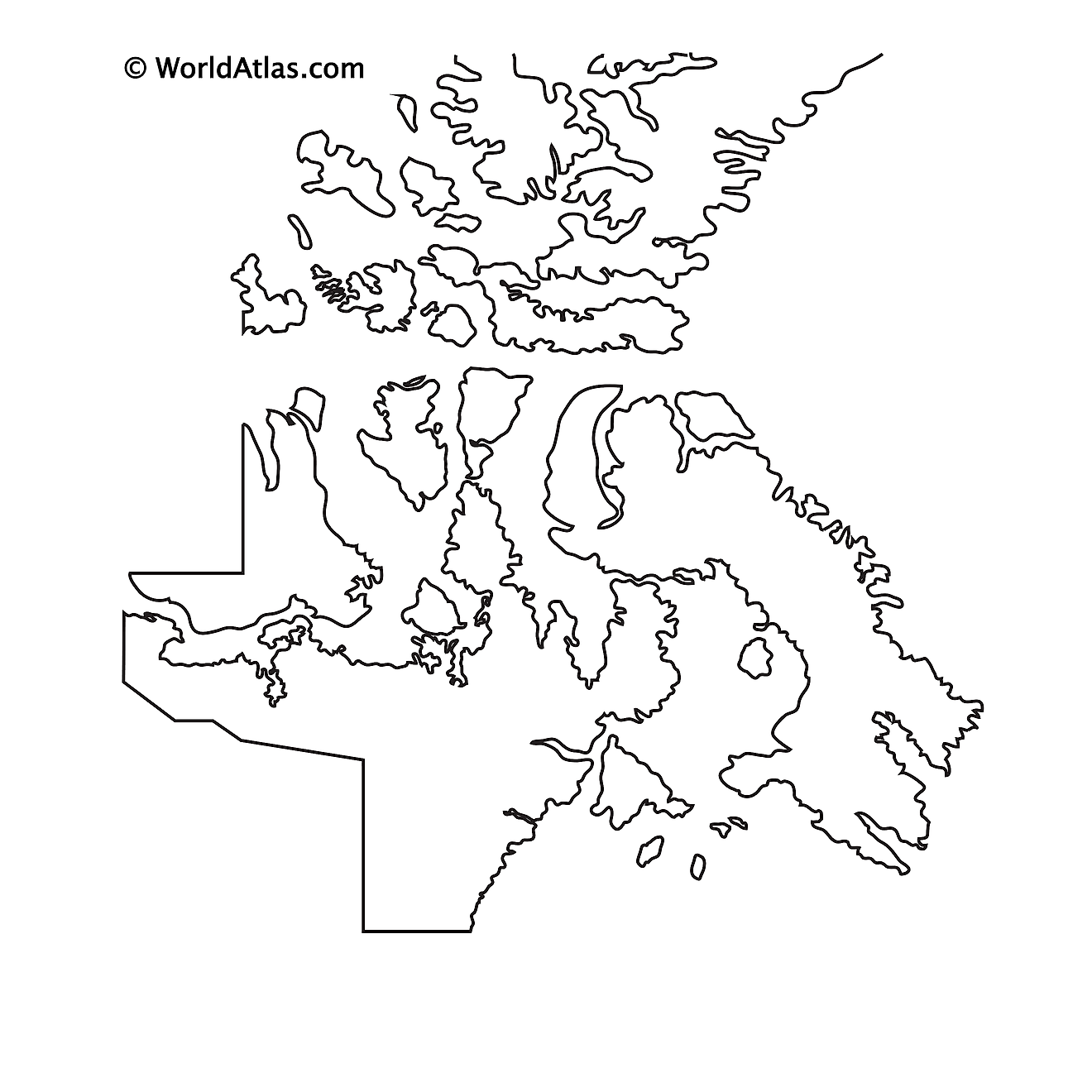 Blank Outline Map of Nunavut
