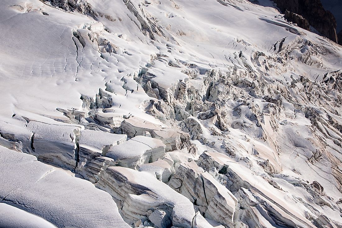 Serac are blocks or columns of ice formed at the point of intersection of crevasses.