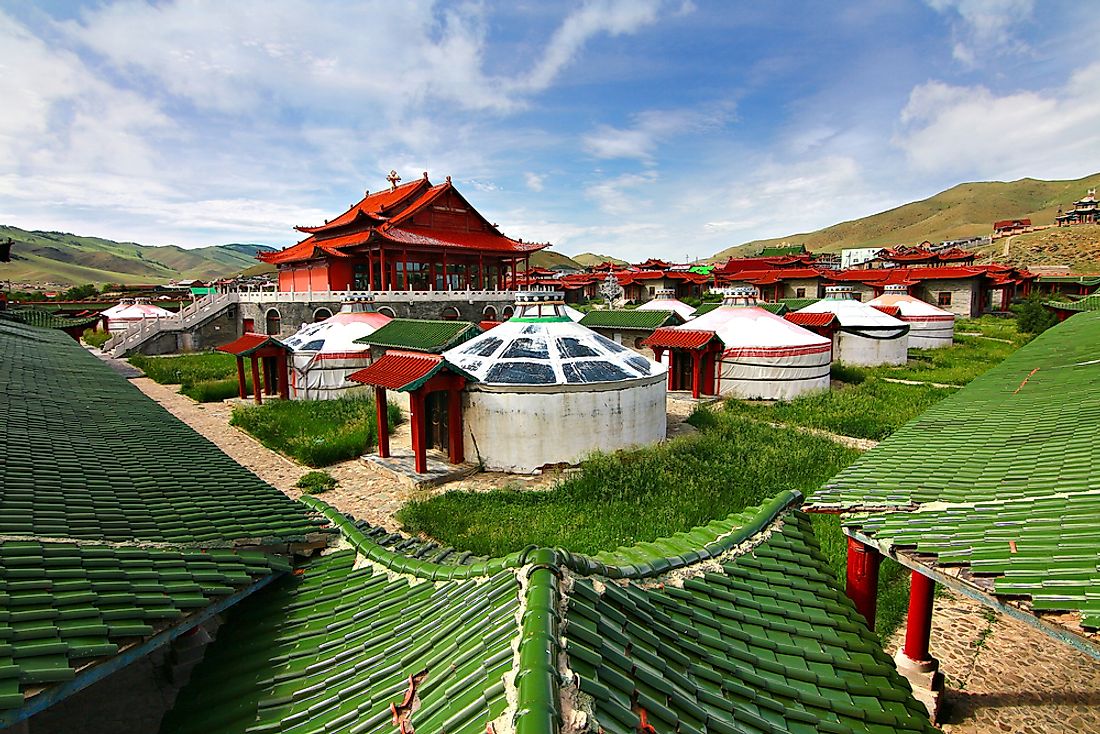 A ger camp, which is a type of accommodation available in Mongolia. 