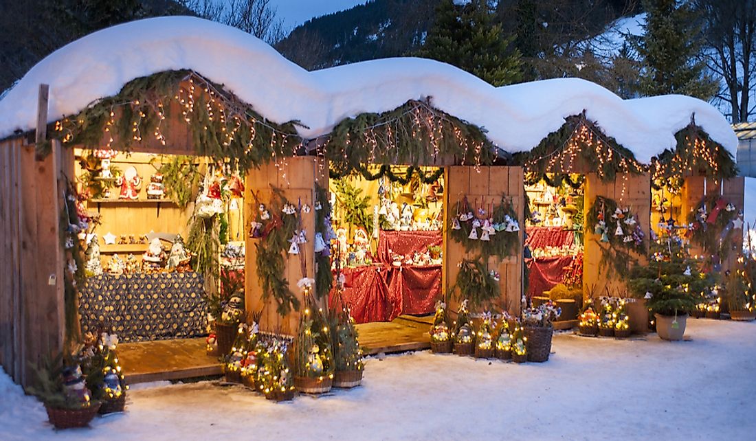 A Weihnachtsmarkt (Christmas market) in Bavaria, Germany.