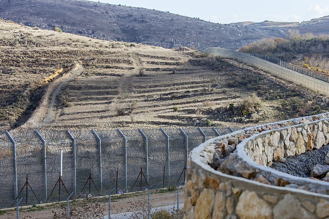 The fence on the border between Syria and Israel. 