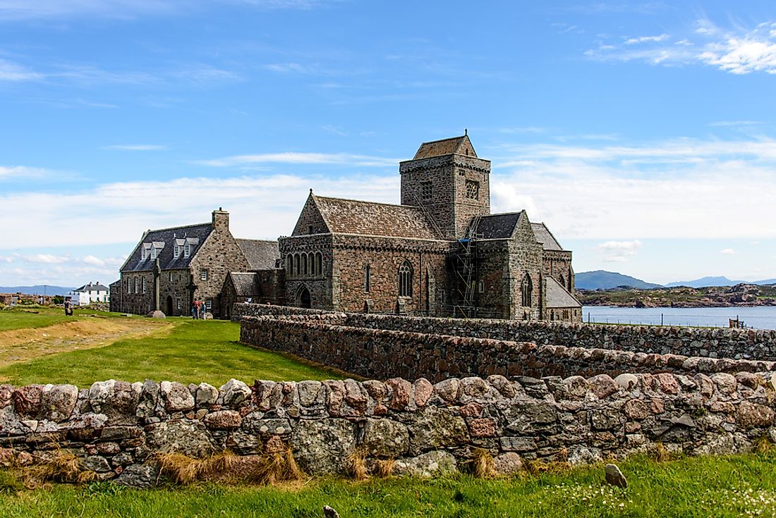 The Iona Abbey, on the island of Ì in Scotland. 