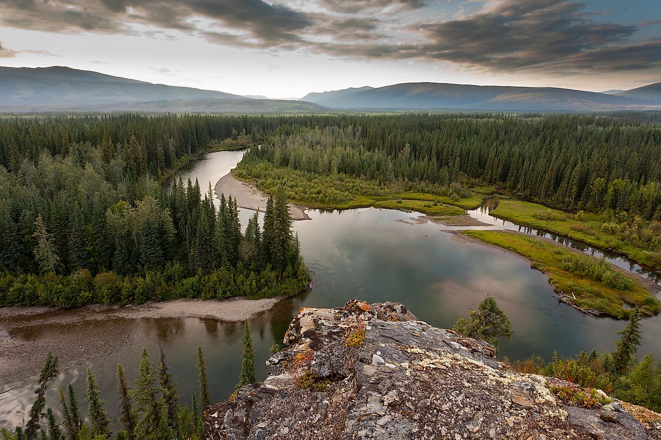 Boreal forest wilderness in beautiful McQuesten River valley in central Yukon Territory, Canada. Image credit: Pi-Lens/Shutterstock.com
