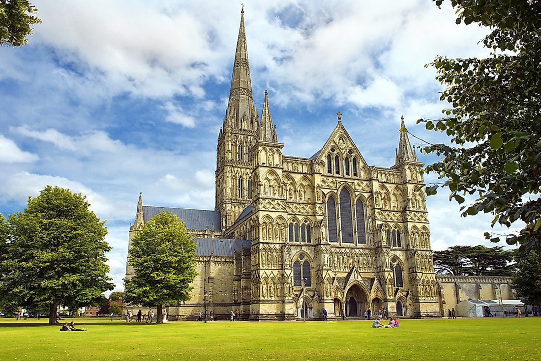 Salisbury Cathedral boasts the largest cathedral close in Britain. Editorial credit: irisphoto1 / Shutterstock.com
