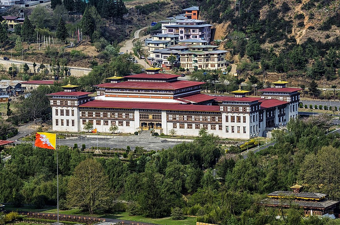 The parliament buildings in Thimphu, Bhutan. 