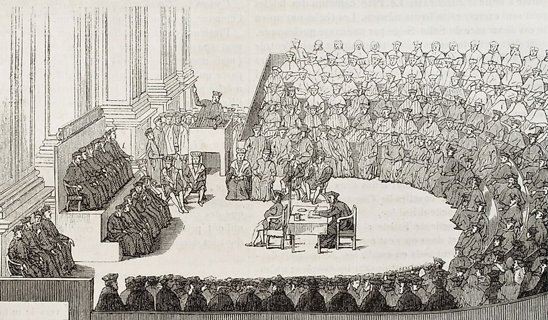 Illustration of the Council of Trent in 1565.