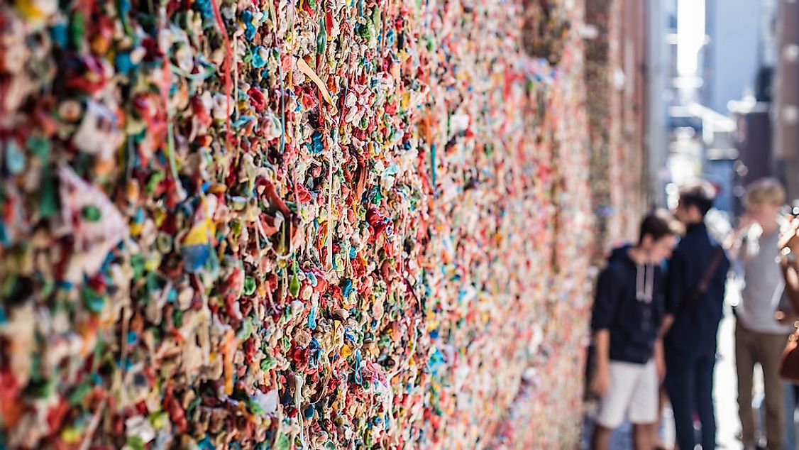 The Market Theatre Gum Wall is a popular tourist attraction in downtown Seattle.