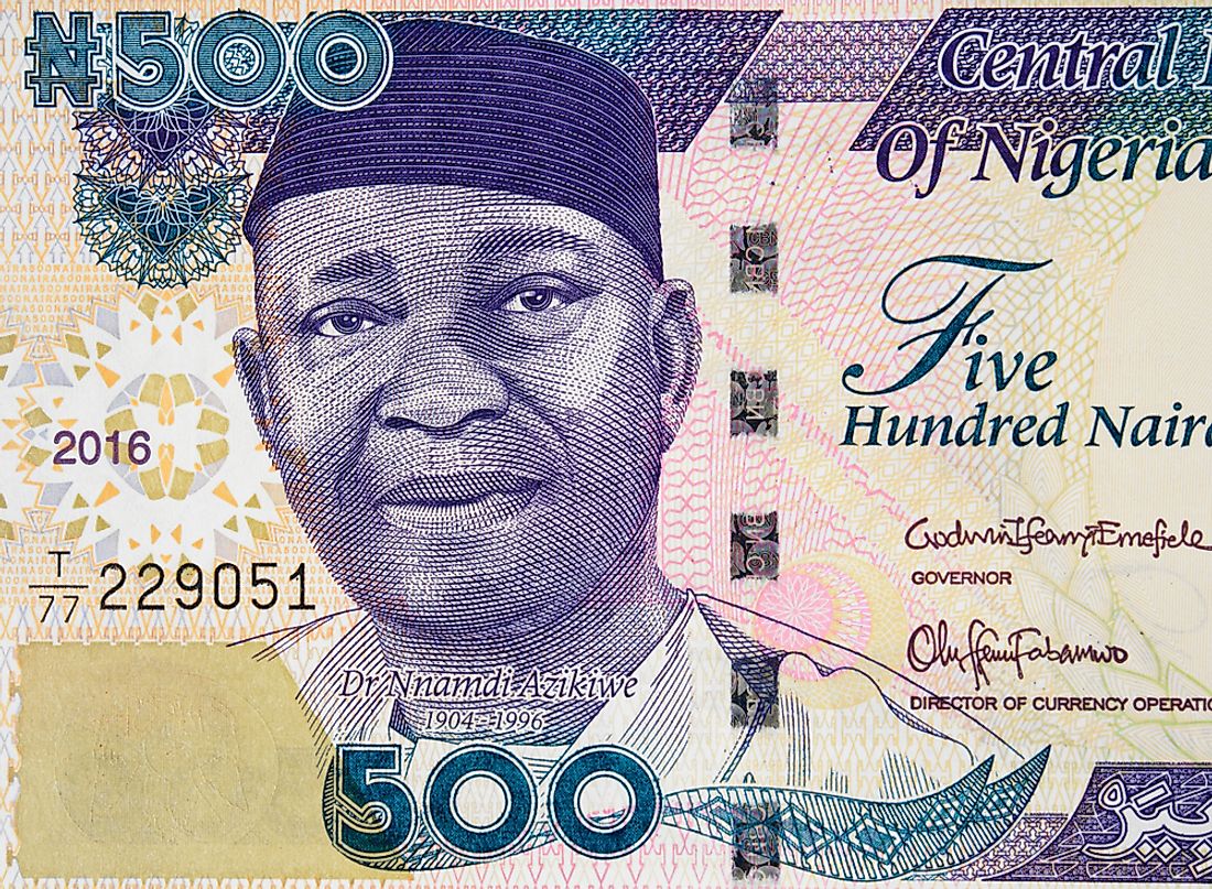 A portrait of Nnamdi Azikiwe, the first president of independent Nigeria. 
