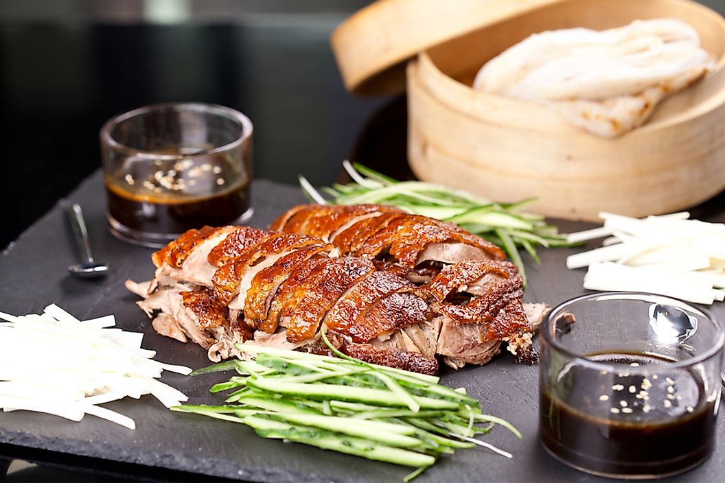 Peking duck is characterized by its thin and crispy skin.
