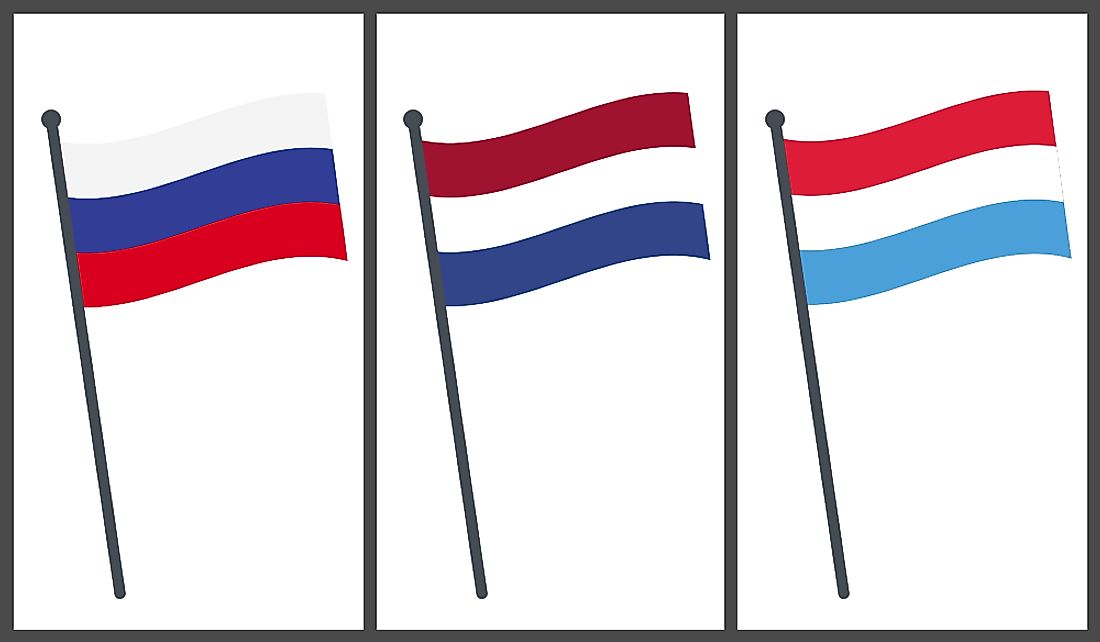 Flags of Russia, The Netherlands, and Luxembourg.