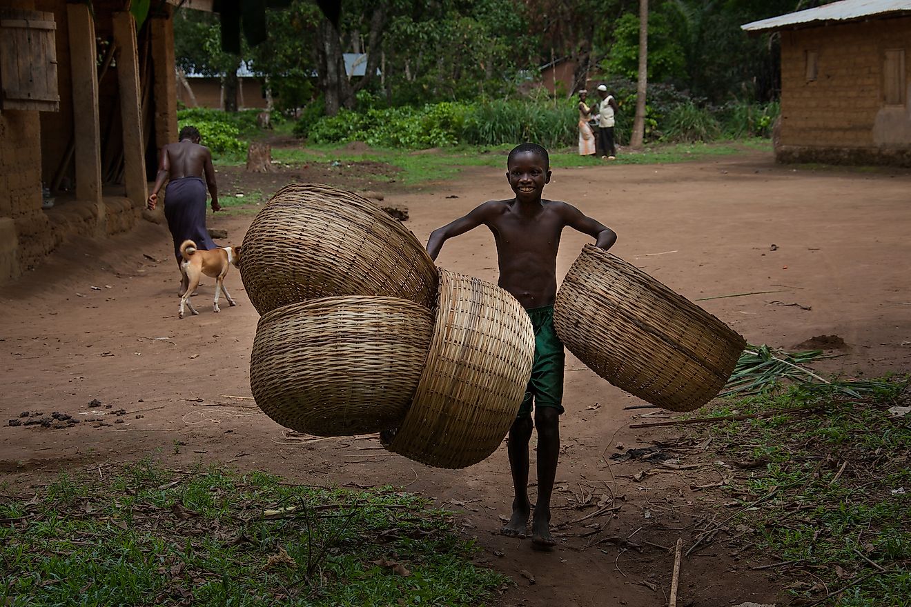 Basket-weaving is an important craft in Sierra Leone. Image credit: Robertonencini/Shutterstock.com