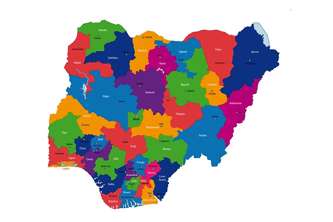 Administrative map of Nigeria.