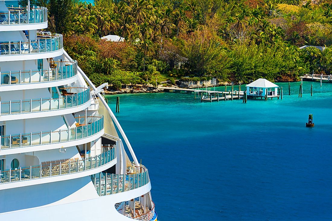 The balconies of a Caribbean cruise ship. 