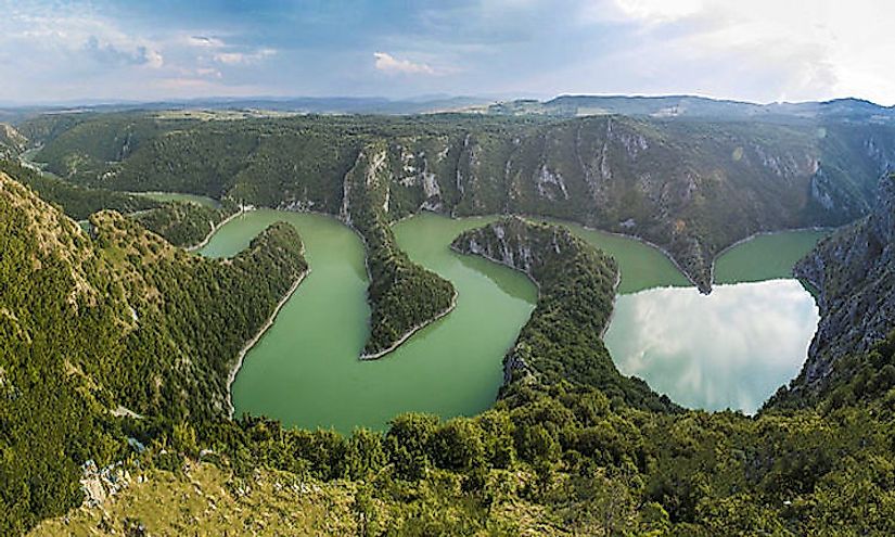 The picturesque landscape of the Uvac River in Serbia.