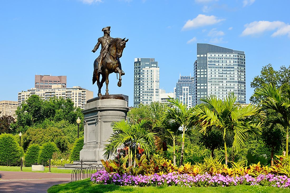 A statue of George Washington in Boston Public Garden. 