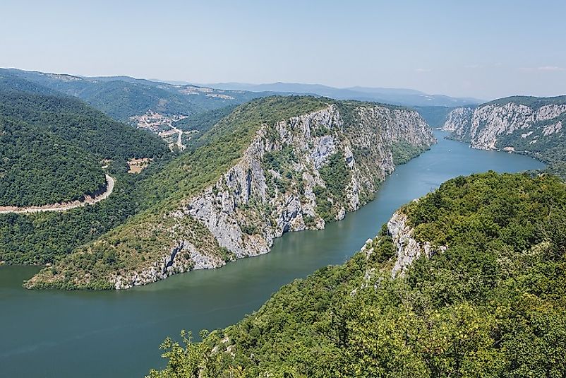Iron Gates Gorge in Serbia's Derdap National Park separating the the Balkans from Carpathians near the Romanian border.