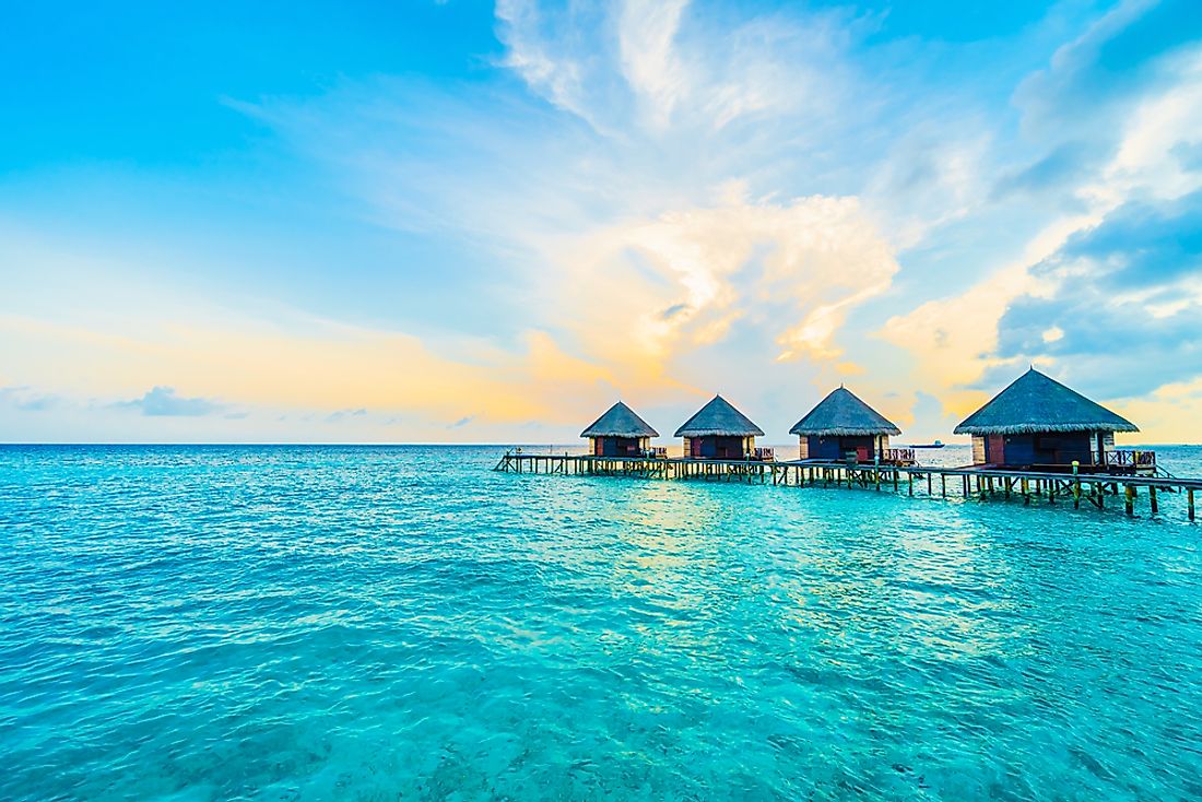 The unique nation of the Maldives is known for their luxury resorts in a beautiful tropical setting. 