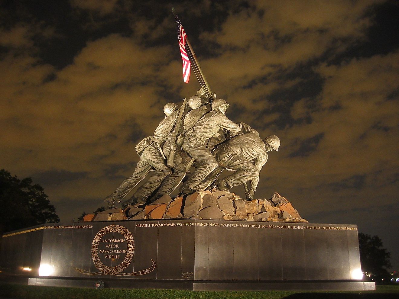 The United States Marine Corps War Memorial in Arlington, Virginia, United States.