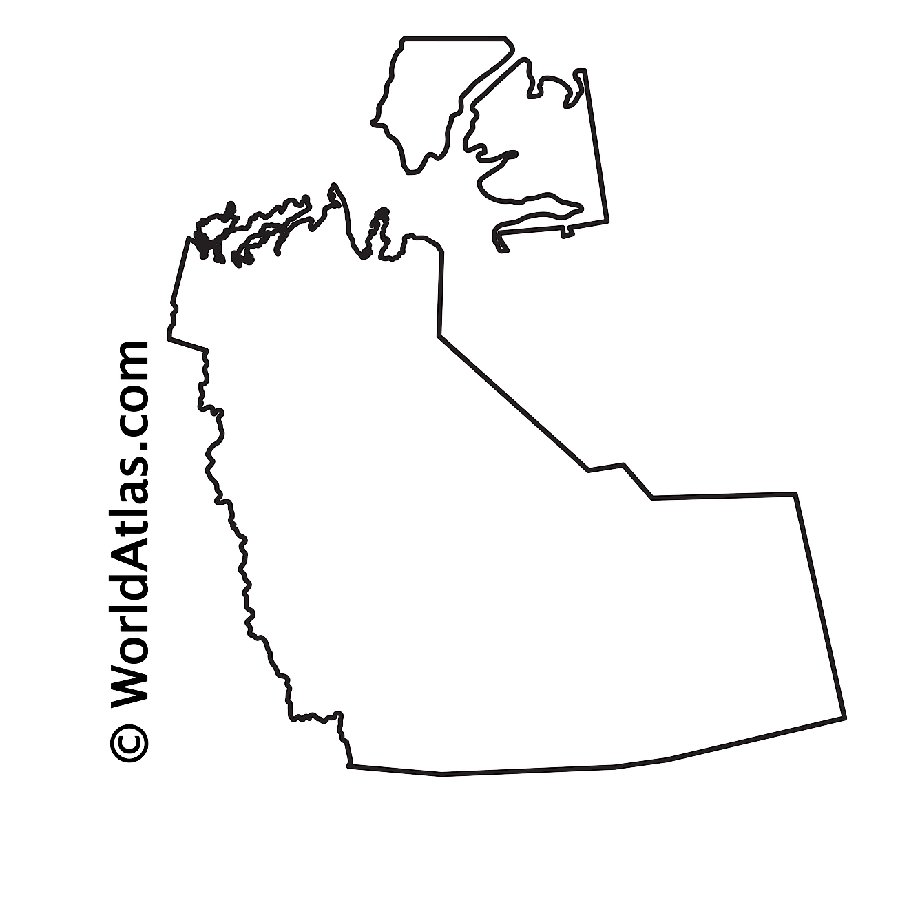 Blank Outline Map of Northwest Territories