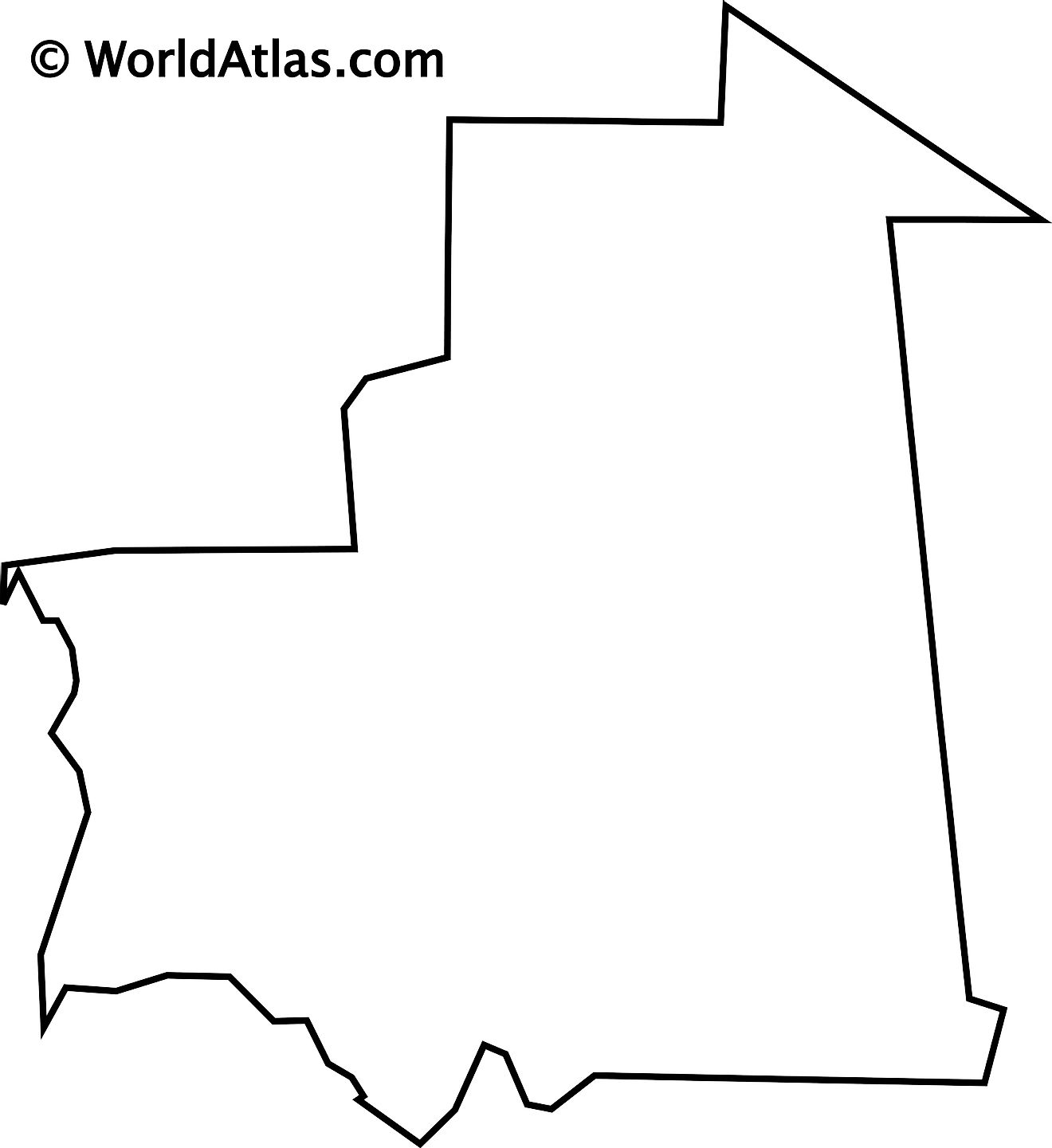Blank Outline Map of Mauritania